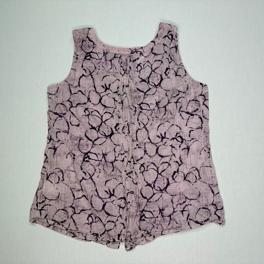 Eddie Bauer Floral Sleeveless Button Down Top Lilac Purple Woman's Size Medium - Picture 4 of 6
